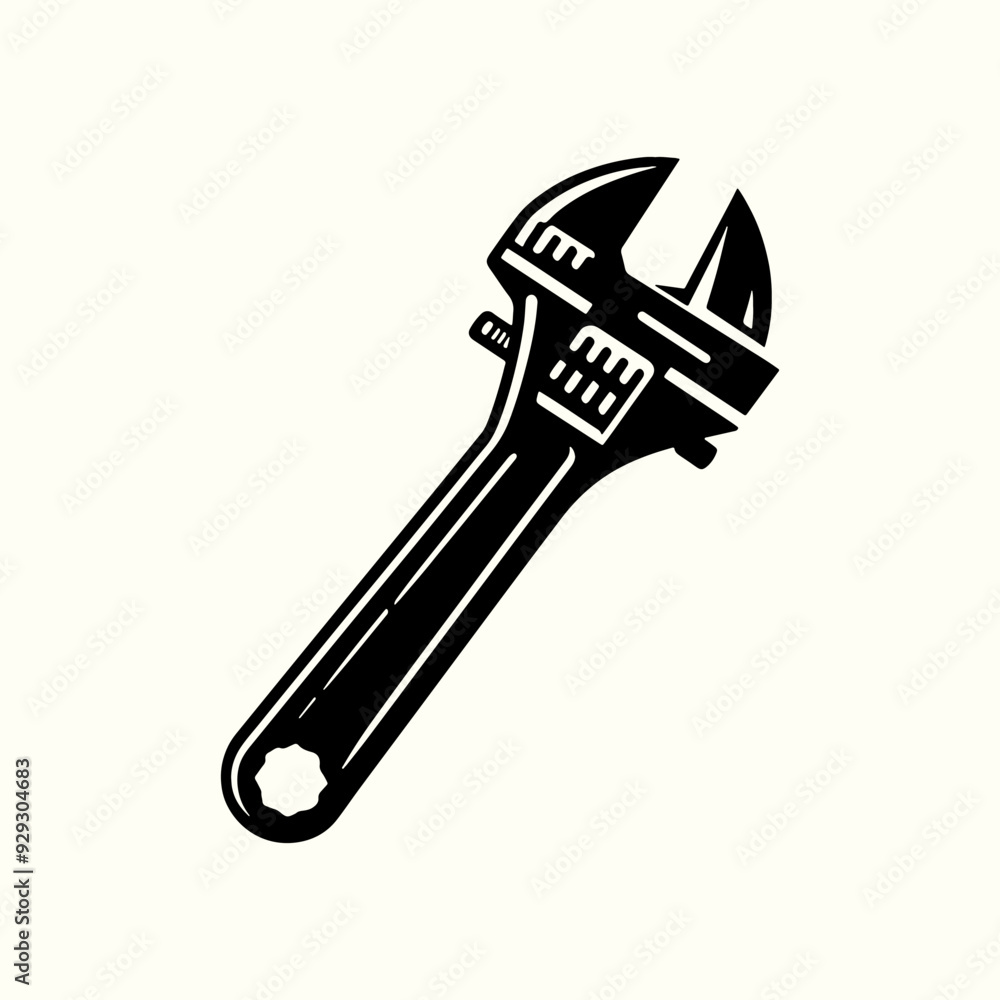 Adjustable Wrench Silhouette Vector Illustration Design Adjustable Wrench Silhouette Vector Illustration Design