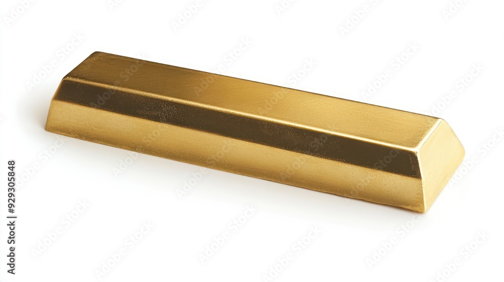 A gleaming gold bar resting on a white background, symbolizing wealth and prosperity. A gleaming gold bar resting on a white background, symbolizing wealth and prosperity.