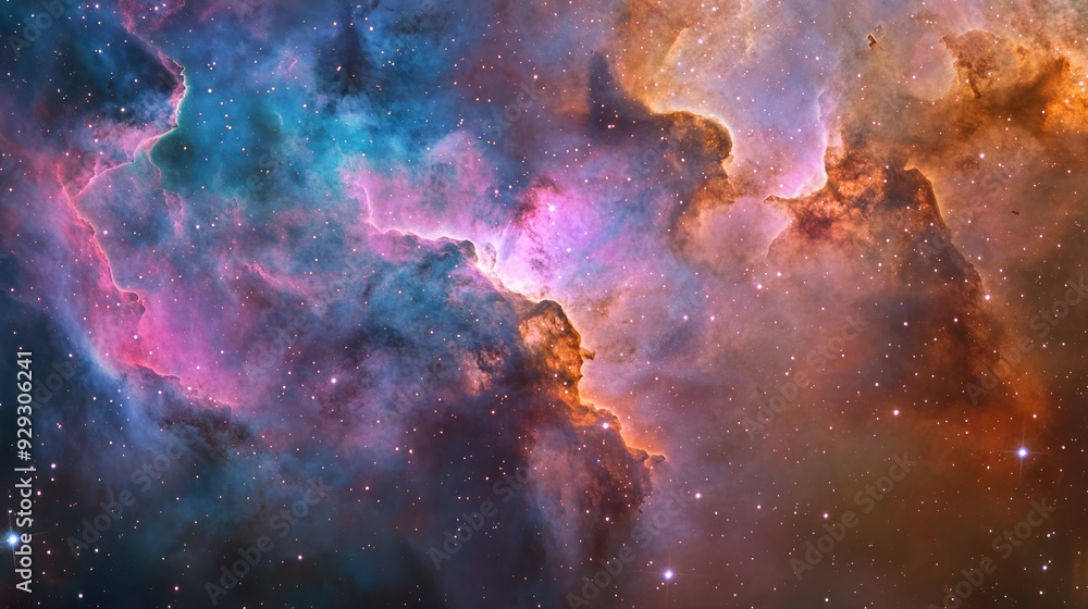 A stunning nebula showcasing vibrant colors and swirling clouds of gas and dust in a cosmic setting. A stunning nebula showcasing vibrant colors and swirling clouds of gas and dust in a cosmic setting.