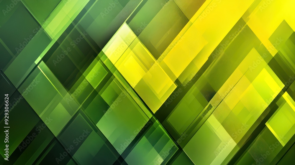 Abstract geometric pattern featuring layered shades of green and yellow. Abstract geometric pattern featuring layered shades of green and yellow.