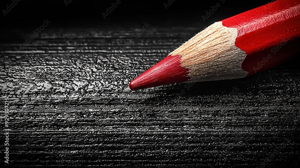 A close-up of a red pencil on a black background A close-up of a red pencil on a black background