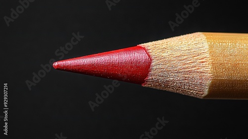   A close-up of a pencil with red and yellow tips photo