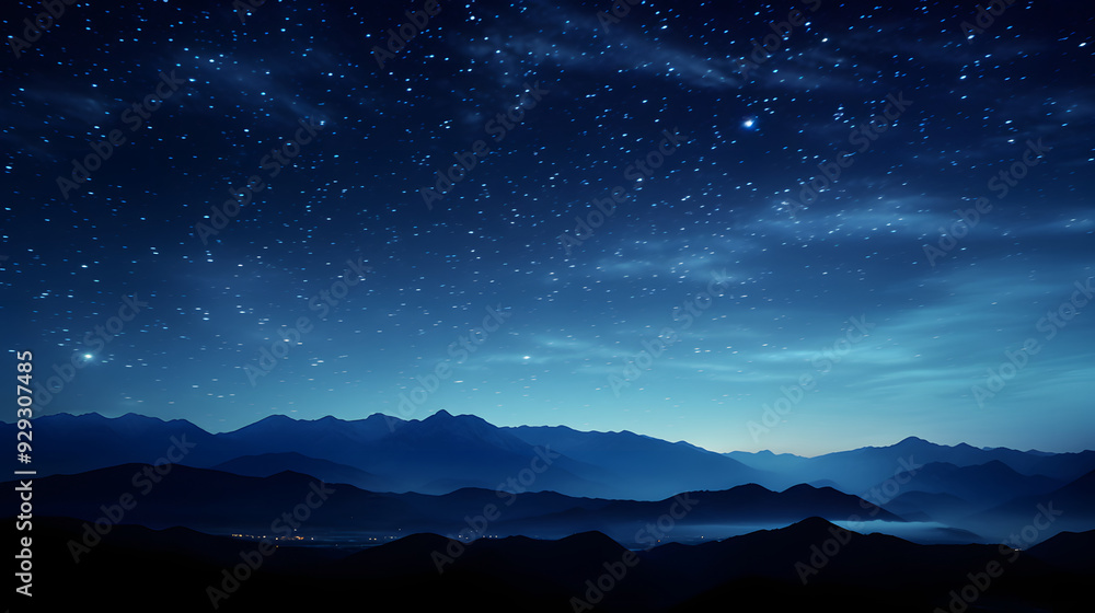 Beautiful photo of a night sky at dawn with stars and blue Beautiful photo of a night sky at dawn with stars and blue