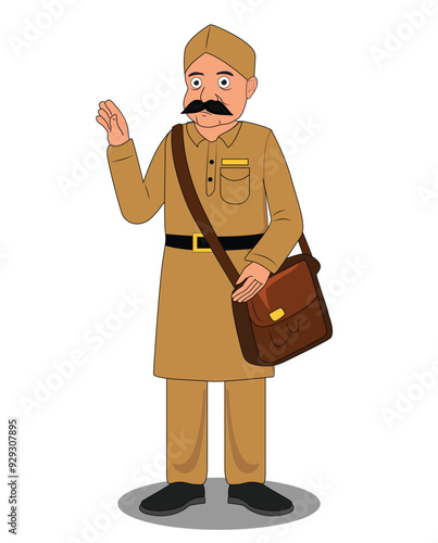 A Indian postman cartoon character design