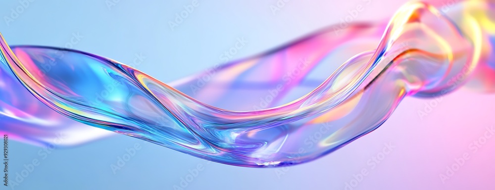 Abstract iridescent liquid wave on a blue and pink gradient background. Abstract iridescent liquid wave on a blue and pink gradient background.
