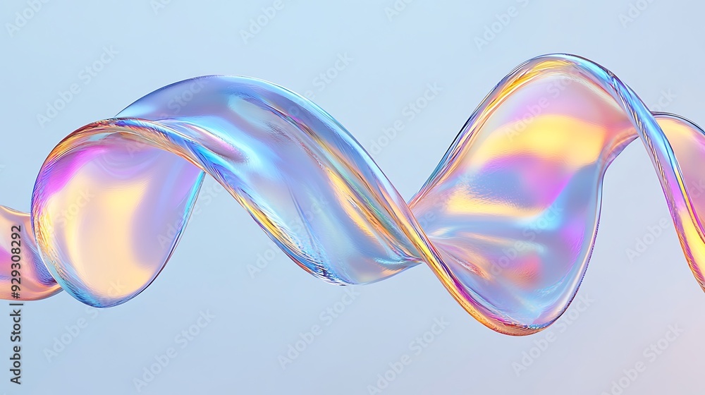 Abstract iridescent wave with a blue background. Abstract iridescent wave with a blue background.