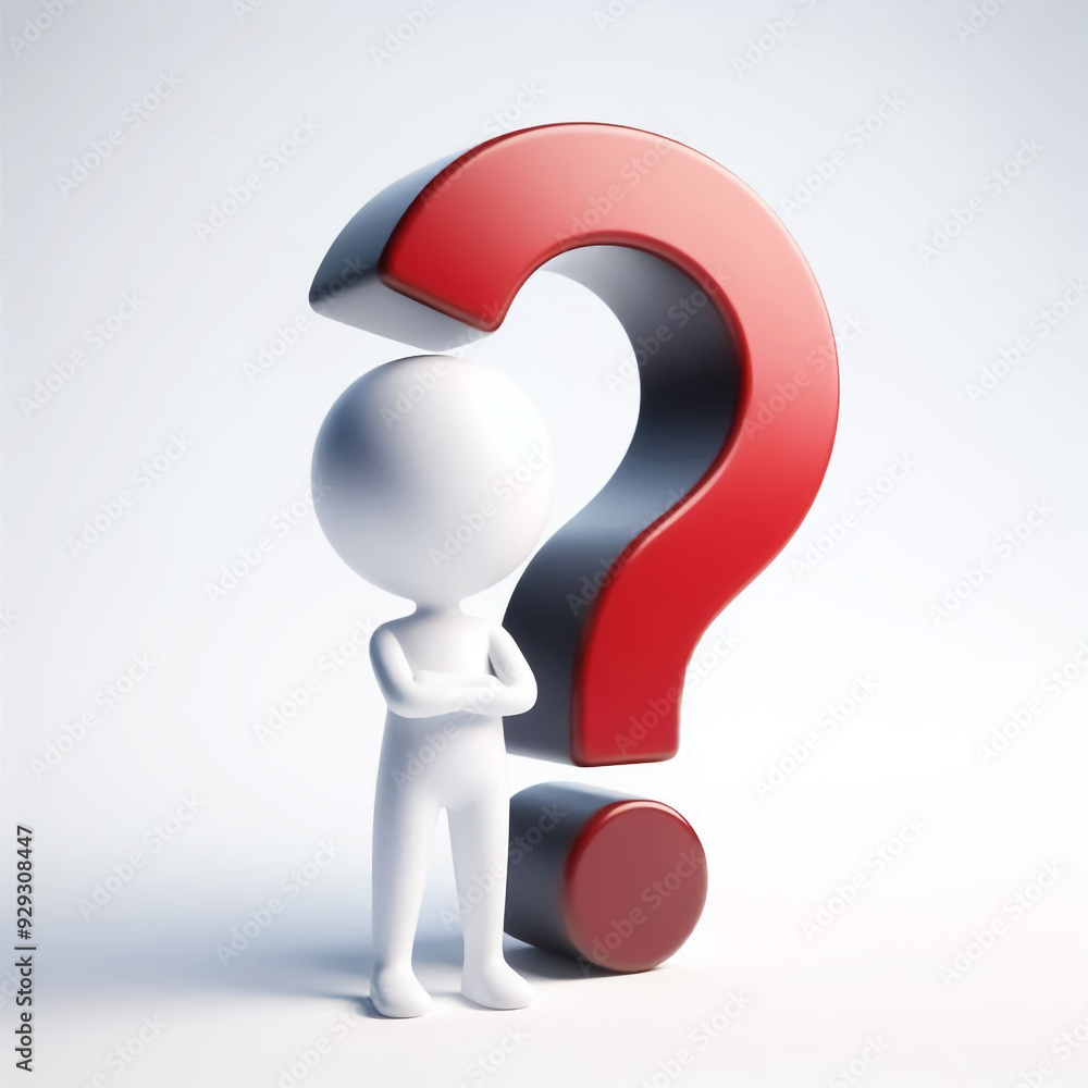 White 3D figure with question mark. Questions and solutions White 3D figure with question mark. Questions and solutions