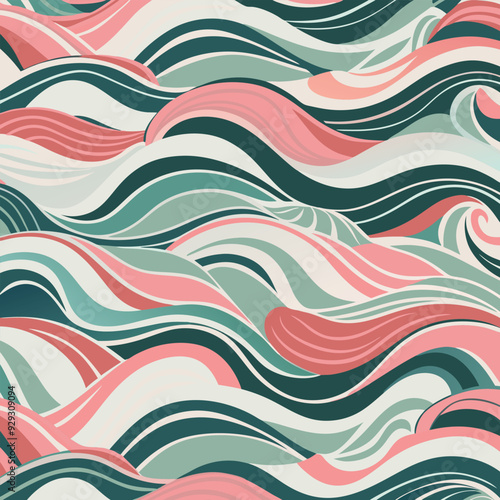 Vector waves marbling pattern. Abstract illustration waves liquid marbeling background, colorful wallpaper graphic design.Wavy Swirl Seamless Pattern Groovy Background.	
 photo