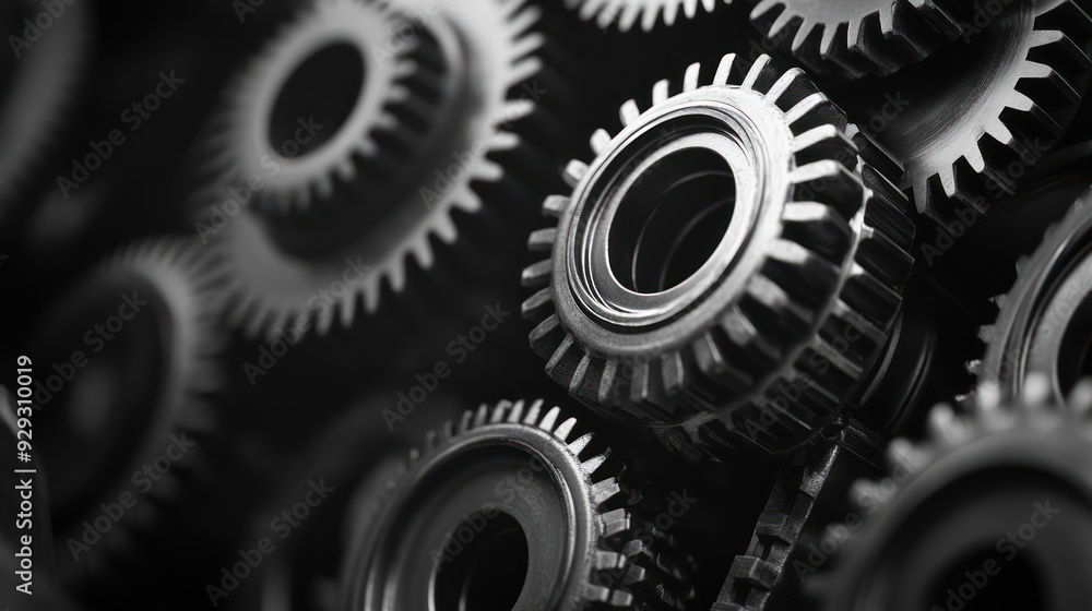 Close-up of intricate black gears stacked together, showcasing their mechanical design and precision. Close-up of intricate black gears stacked together, showcasing their mechanical design and precision.