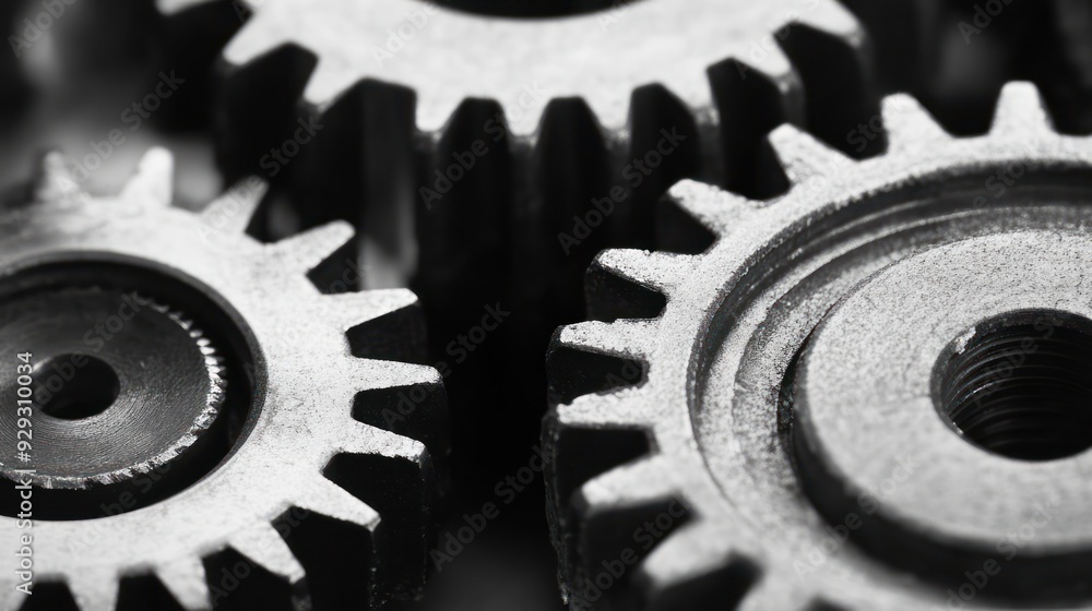 A close-up of metallic gears, showcasing intricate details and textures, conveying a sense of engineering precision and industrial design. A close-up of metallic gears, showcasing intricate details and textures, conveying a sense of engineering precision and industrial design.