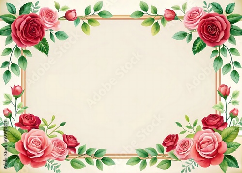 Elegant rose floral frames for invitations, digital art, and designs.