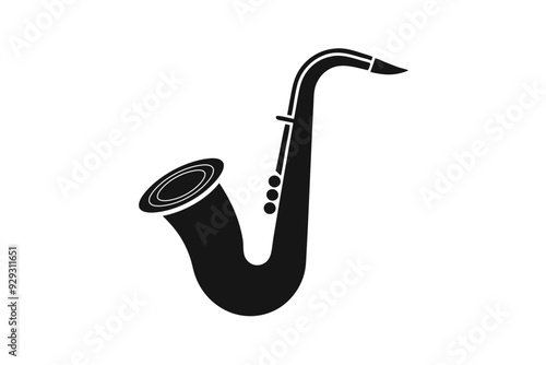 Black Saxophone Icon Vector Illustration Design