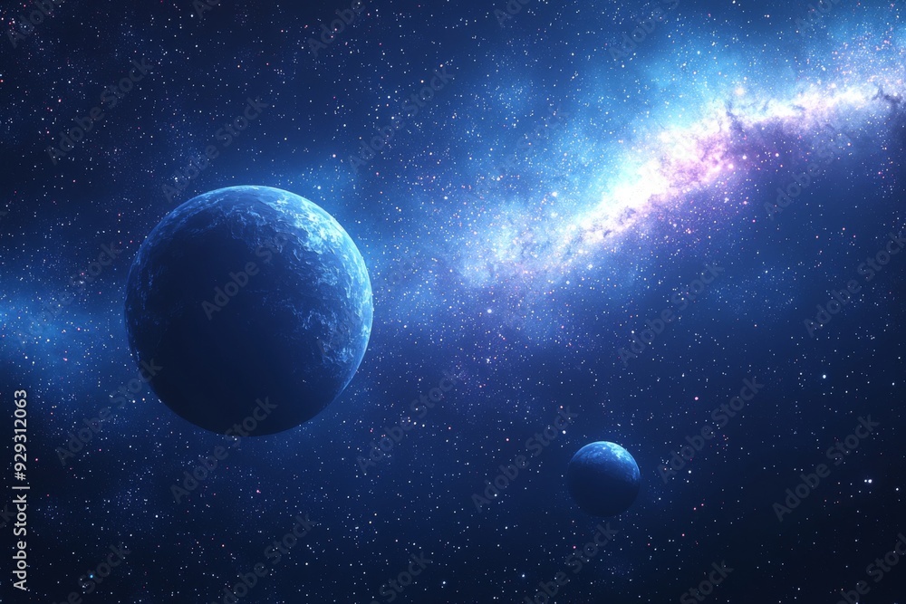 Space cosmic illustration with planets scene created with Generative AI Space cosmic illustration with planets scene created with Generative AI