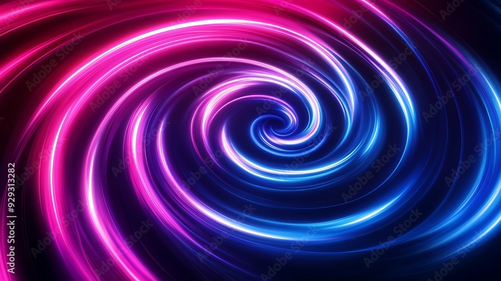 Abstract swirling neon lines in pink and blue against a dark background. Abstract swirling neon lines in pink and blue against a dark background.