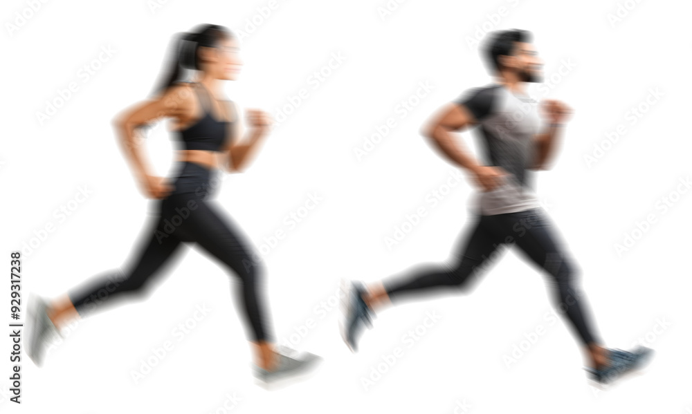 Motion blur running man woman silhouettes isolated on transparent background PNG for photo scenes Motion blur running man woman silhouettes isolated on transparent background PNG for photo scenes