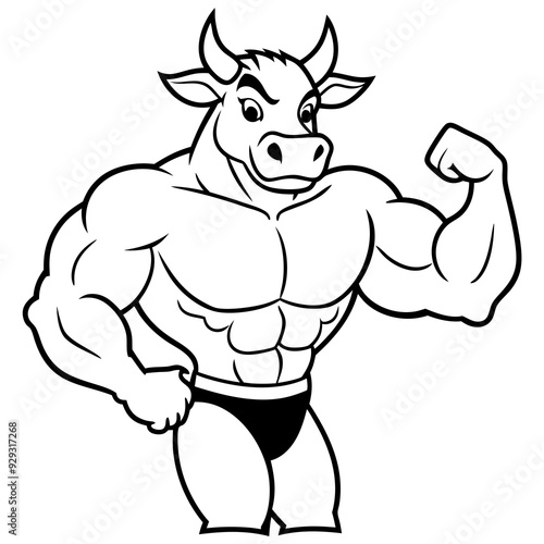 A ferocious cow athlete posing art vector