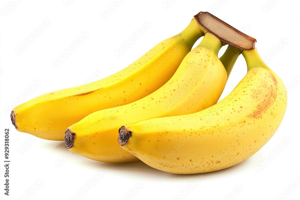 Three ripe juicy bananas isolated on a white background with generative ai Three ripe juicy bananas isolated on a white background with generative ai