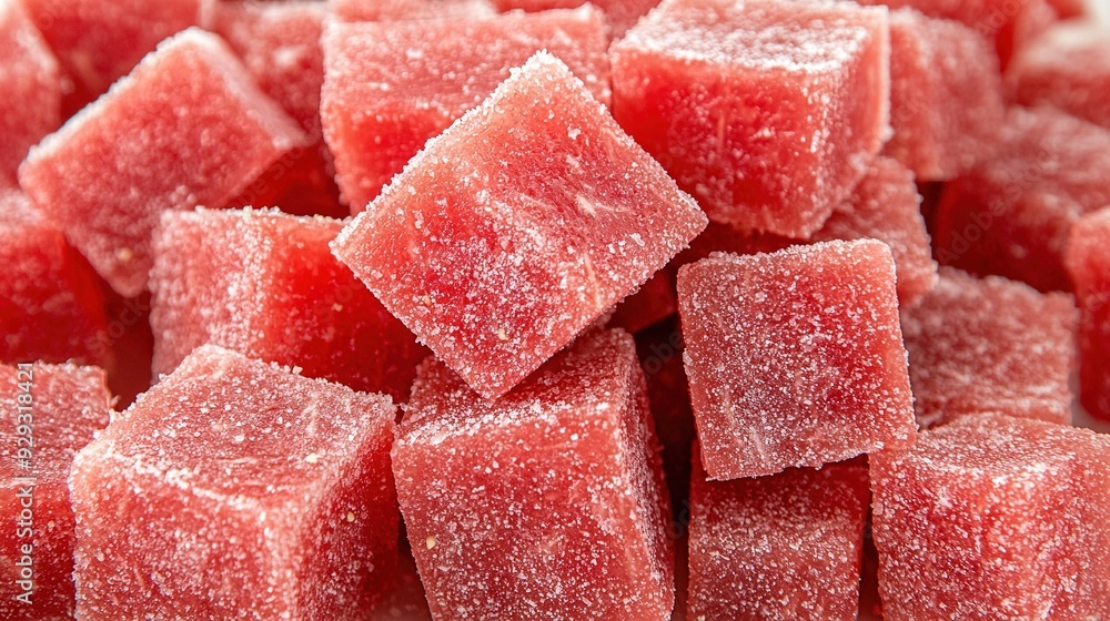 Watermelon cubes piled high Watermelon cubes piled high