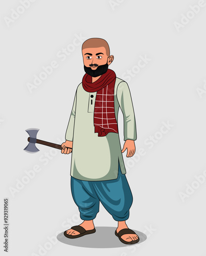 Indian village bad man cartoon character design