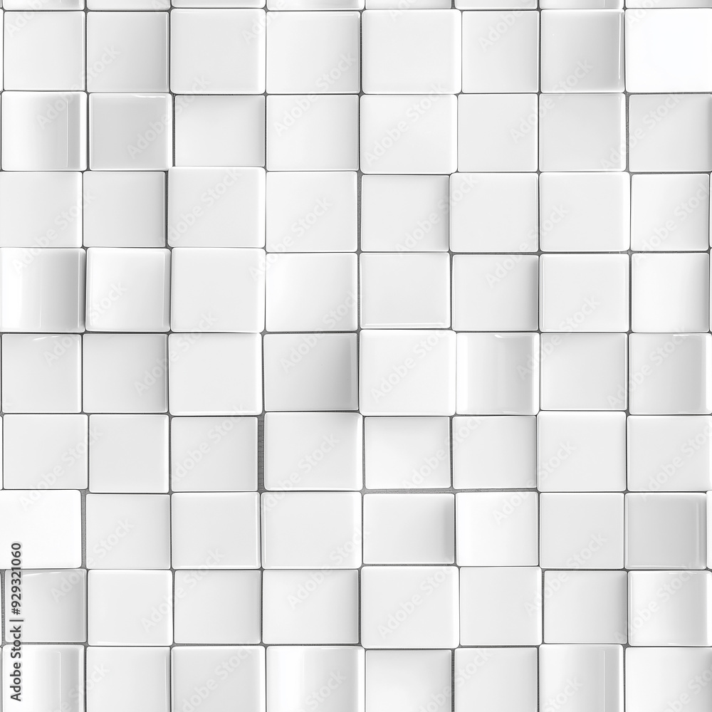 A seamless pattern of glossy white square tiles arranged in a neat grid, creating a clean, modern, and minimalistic design. A seamless pattern of glossy white square tiles arranged in a neat grid, creating a clean, modern, and minimalistic design.