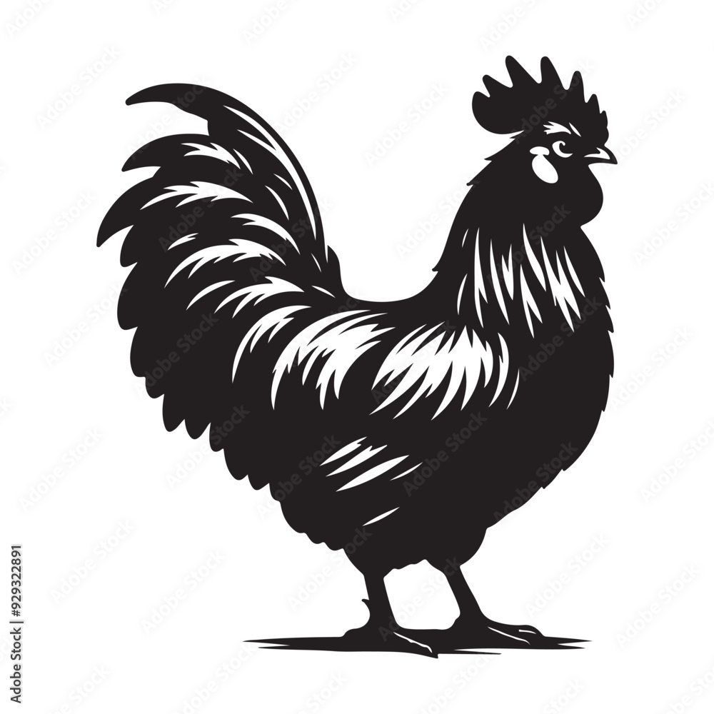 Chicken hen silhouette isolated on white background, Flat vector Farm Animal illustration Chicken hen silhouette isolated on white background, Flat vector Farm Animal illustration