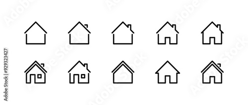 Home icons set, house symbol. Web home icon , Homepage or main page icon, Home sign, outline icons collection. editable stroke	