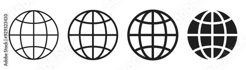 web globe icon set. world icon vector global www internet sign , website icon for contact us icons