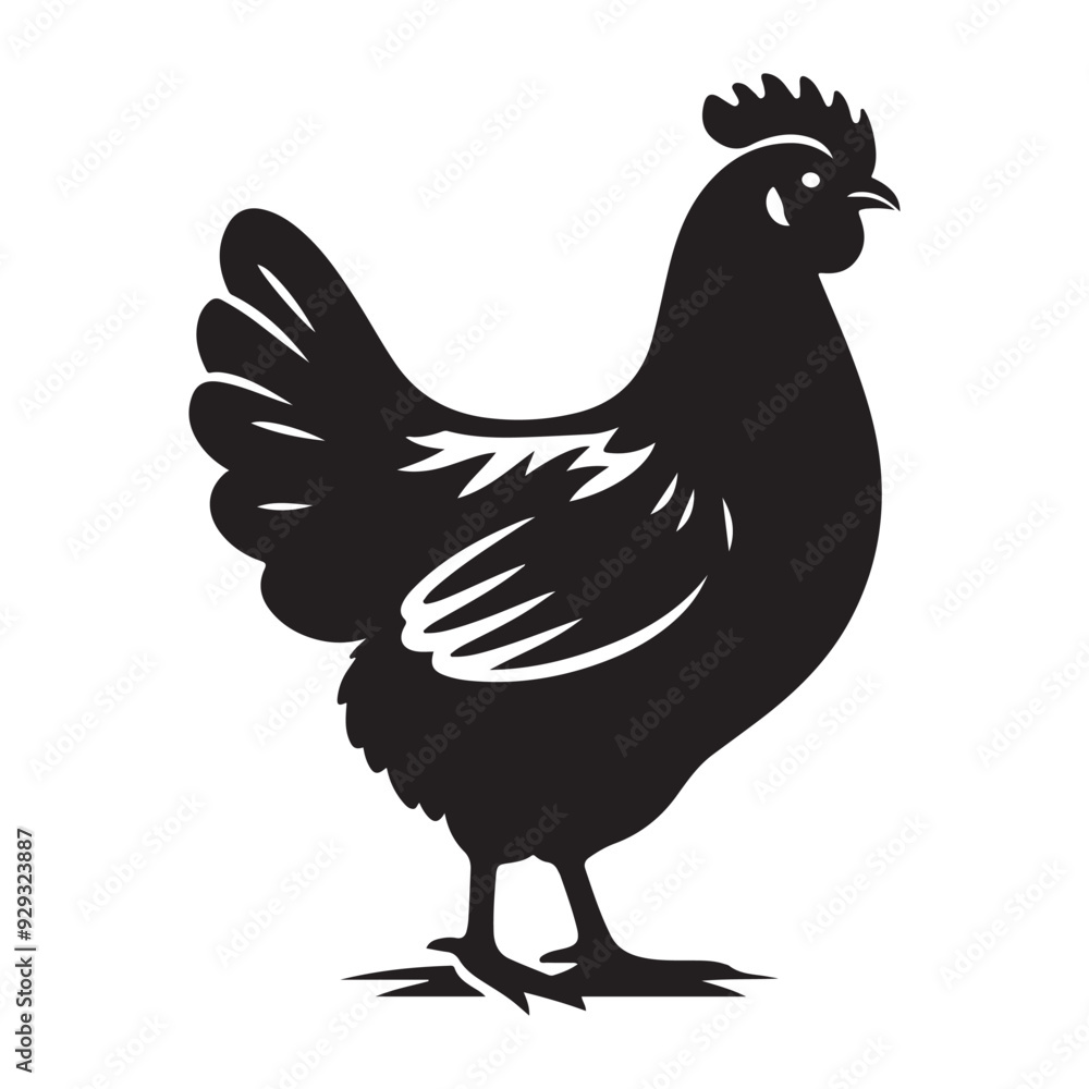 Chicken hen silhouette isolated on white background, Flat vector Farm Animal illustration Chicken hen silhouette isolated on white background, Flat vector Farm Animal illustration