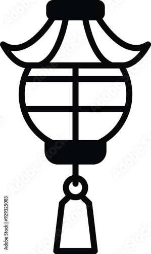 isolate black and white chinese lantern flat icon