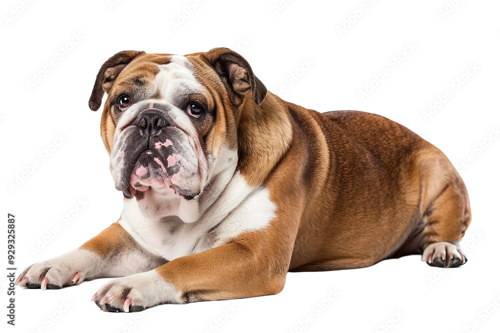 Bulldog isolated on clear white background in HD, showing its strong and sturdy build. Bulldog isolated on clear white background in HD, showing its strong and sturdy build.