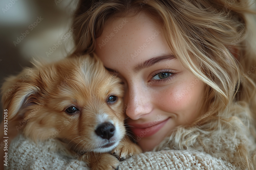 A young woman lovingly holds and interacts with her small dog in a cozy indoor setting, capturing the deep bond between pets and their owners. The image radiates warmth and affection. A young woman lovingly holds and interacts with her small dog in a cozy indoor setting, capturing the deep bond between pets and their owners. The image radiates warmth and affection.