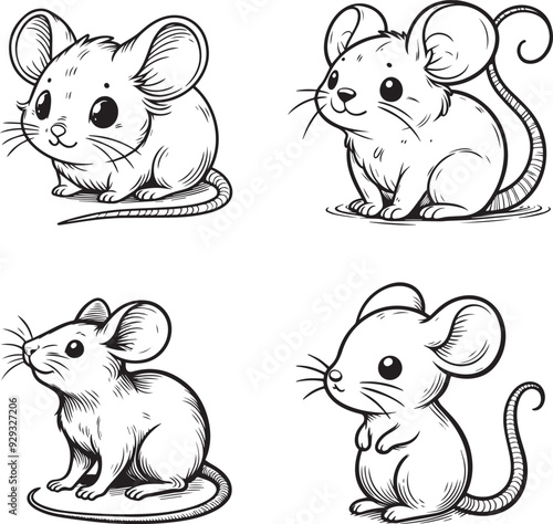 A mouse line art coloring book illustration for kids