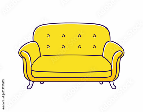 Yellow sofa or couch stock illustration