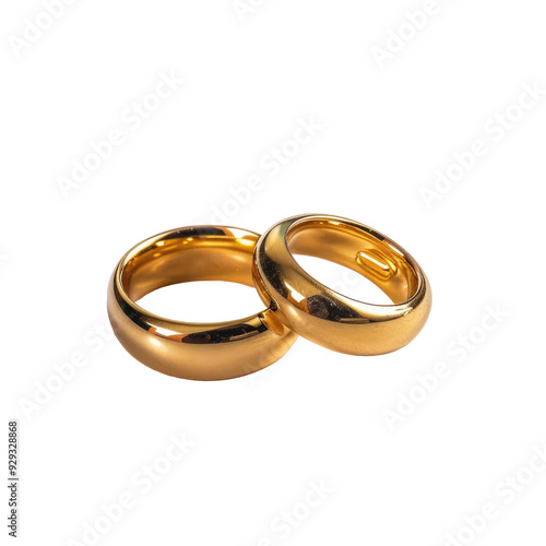 Shiny gold wedding rings isolated on white background