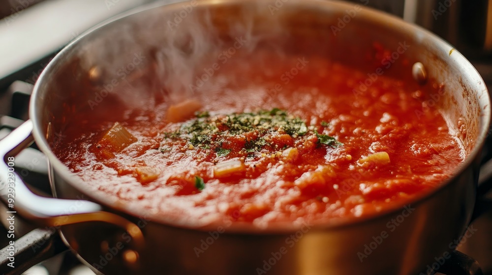 When making a red sauce, peek inside a pot. When making a red sauce, peek inside a pot.