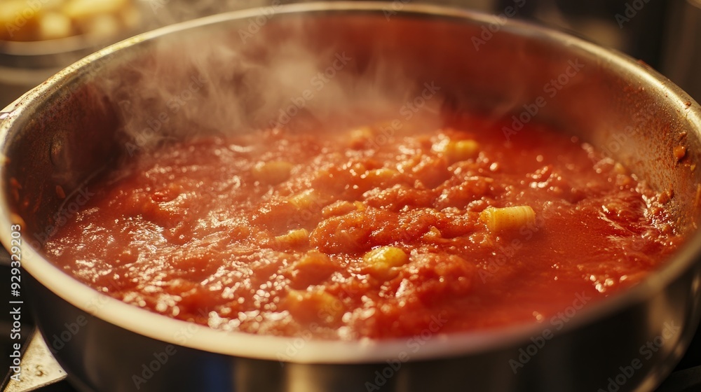 When making a red sauce, peek inside a pot. When making a red sauce, peek inside a pot.