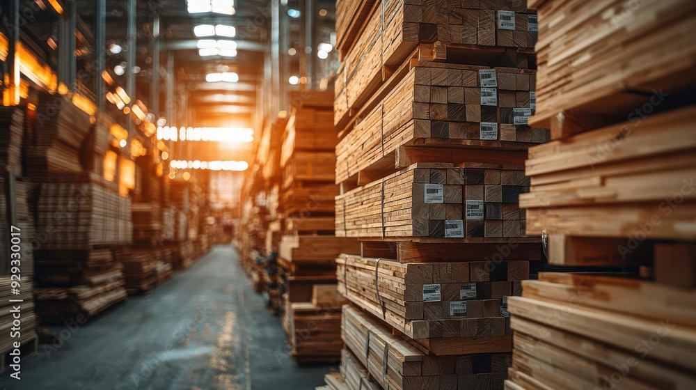 Stacks of lumber neatly organized in a storage area Stacks of lumber neatly organized in a storage area