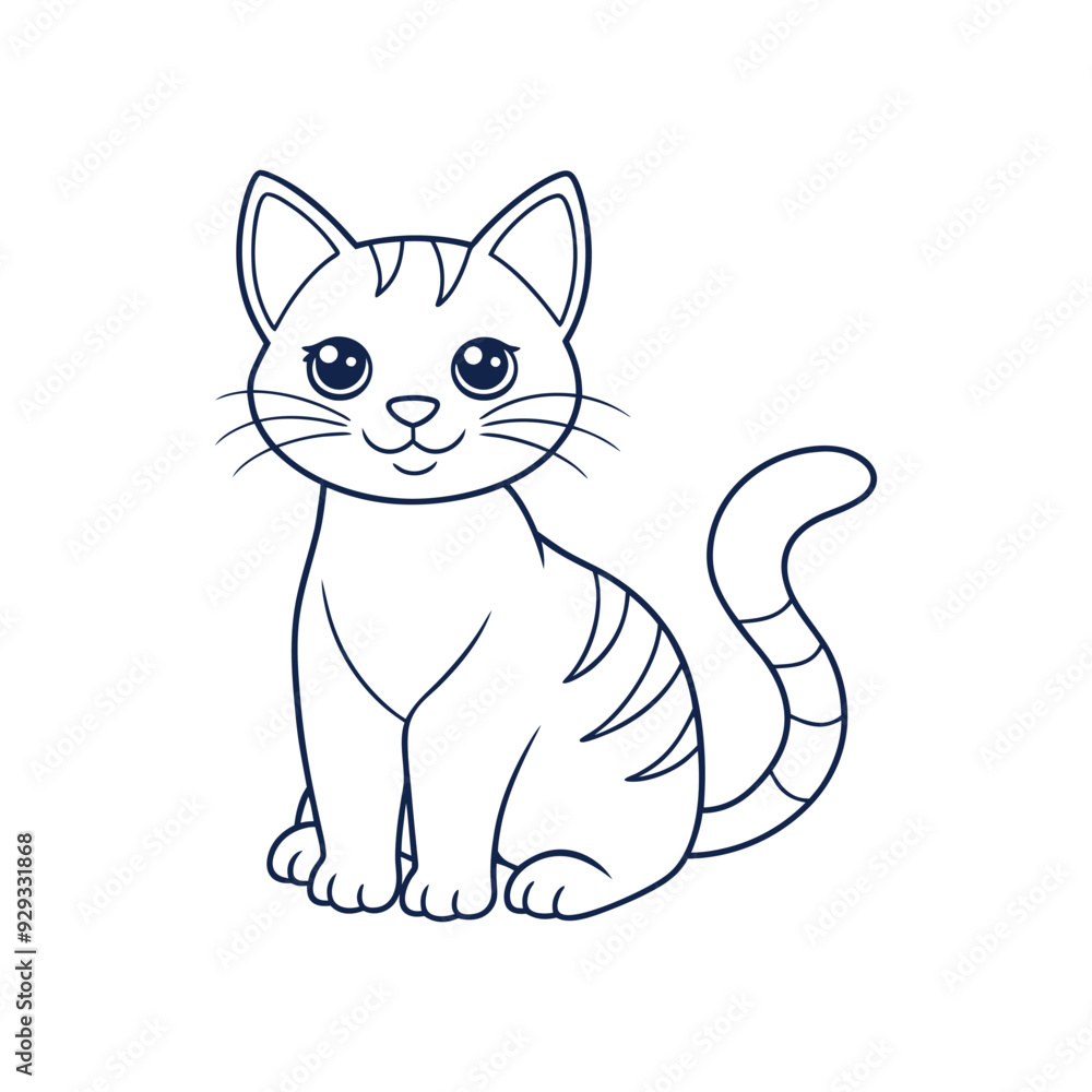 Obraz premium Cute Cat line art vector design