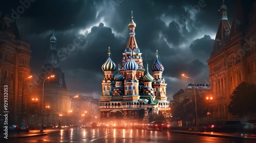 St. Basil's Cathedral on Red Square at night, Moscow, Russia, Moscow St, Basil's Cathedral Night Shot