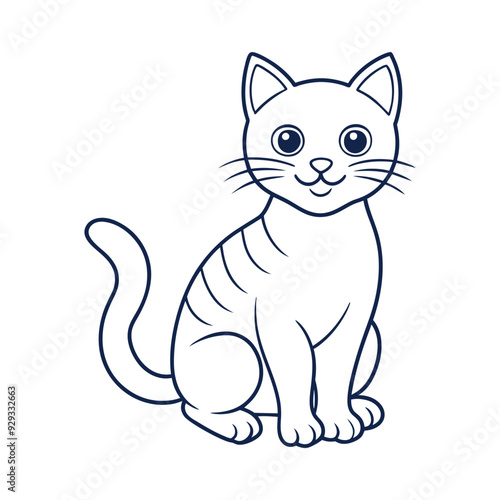 Cute Cat line art vector design