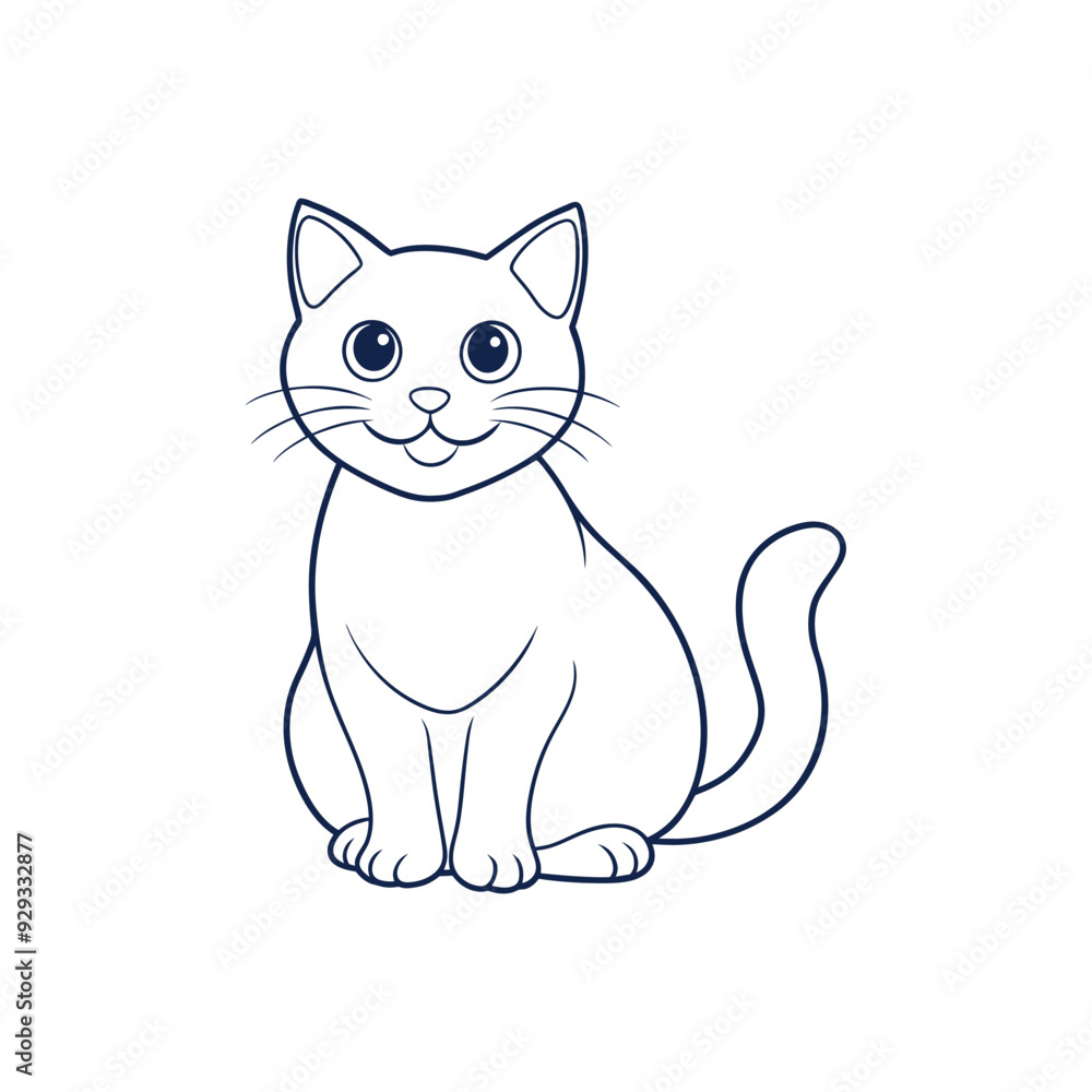 Obraz premium Cute Cat line art vector design
