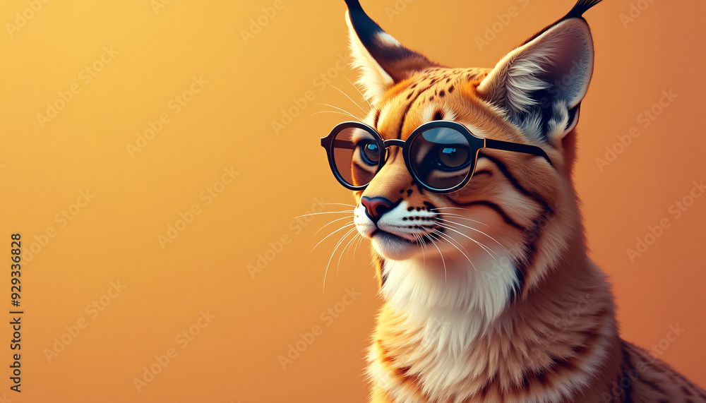 Obraz premium Lynx wearing sunglasses on a solid color background