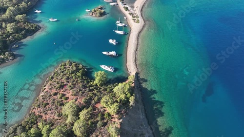 Turkish Maldives Yassica Islands Drone Video, Gocek Fethiye, Mugla Turkiye (Turkey) photo