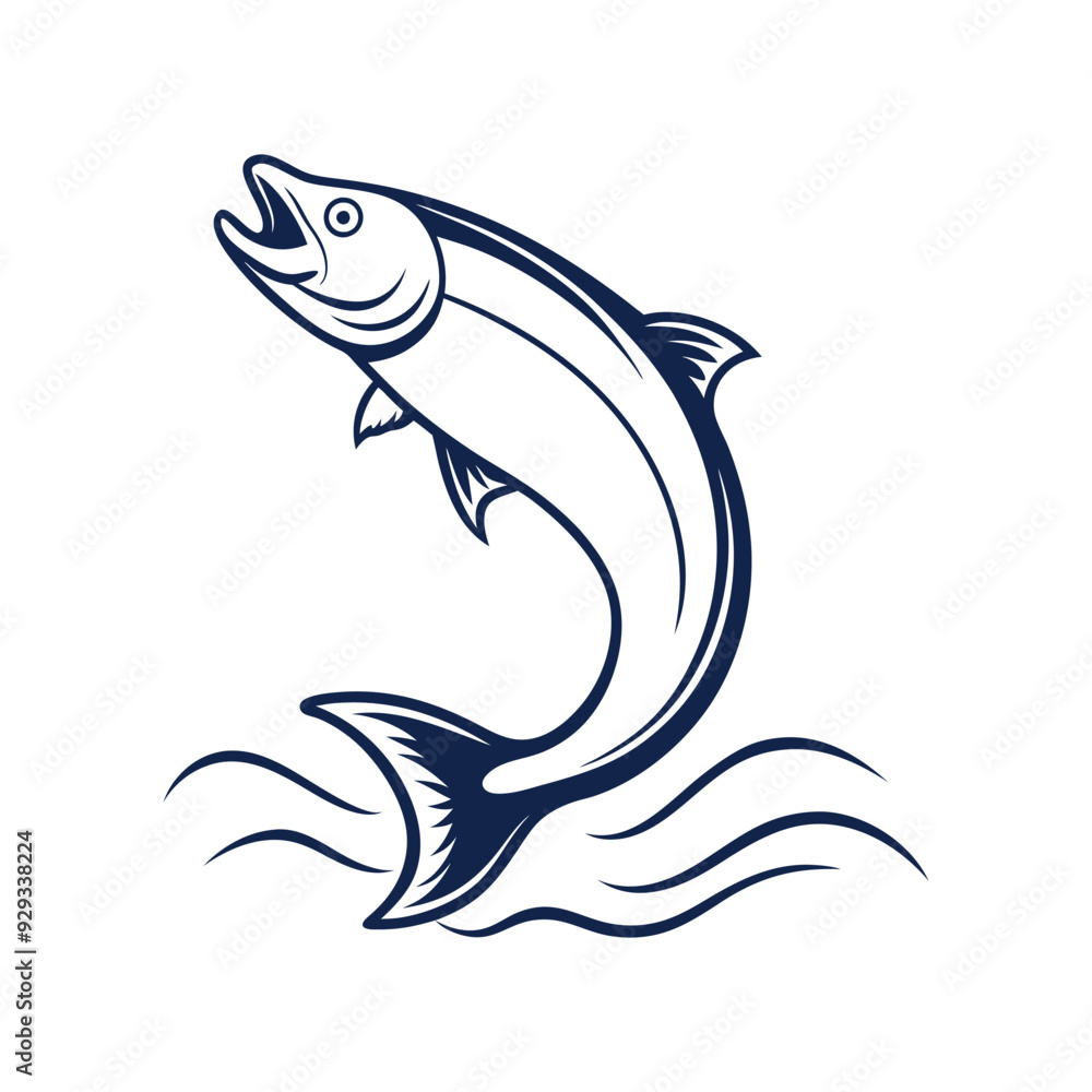 Obraz premium Fish Line art vector Illustration