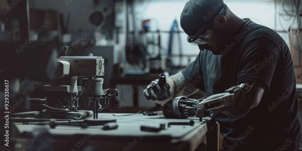 A person is repairing or maintaining machinery in a professional setting A person is repairing or maintaining machinery in a professional setting