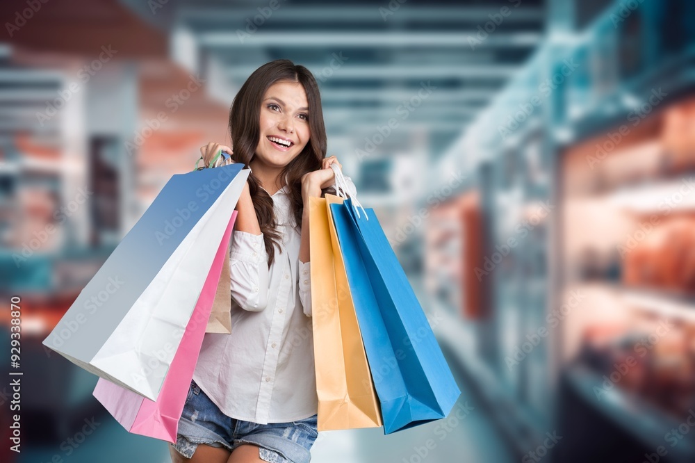 Fashion woman hold shopping bags Fashion woman hold shopping bags