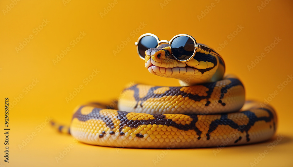 Fototapeta premium ball python wearing sunglasses