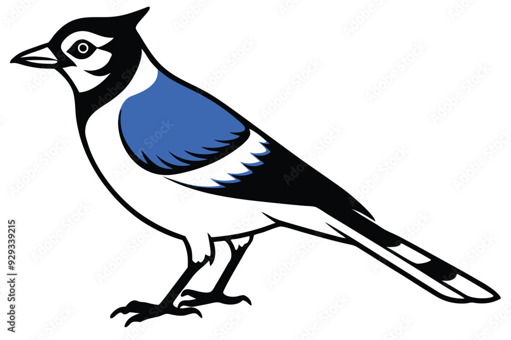 Obraz premium Blue Jay silhouette vector art illustration.