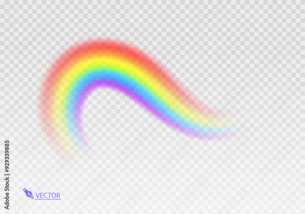 Fototapeta premium Rainbow icon. Shape arch realistic isolated on white transparent background. Colorful light and bright design element. Symbol of rain