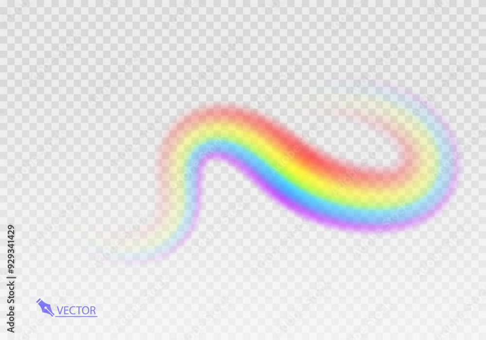 Obraz premium Rainbow icon. Shape arch realistic isolated on white transparent background. Colorful light and bright design element. Symbol of rain